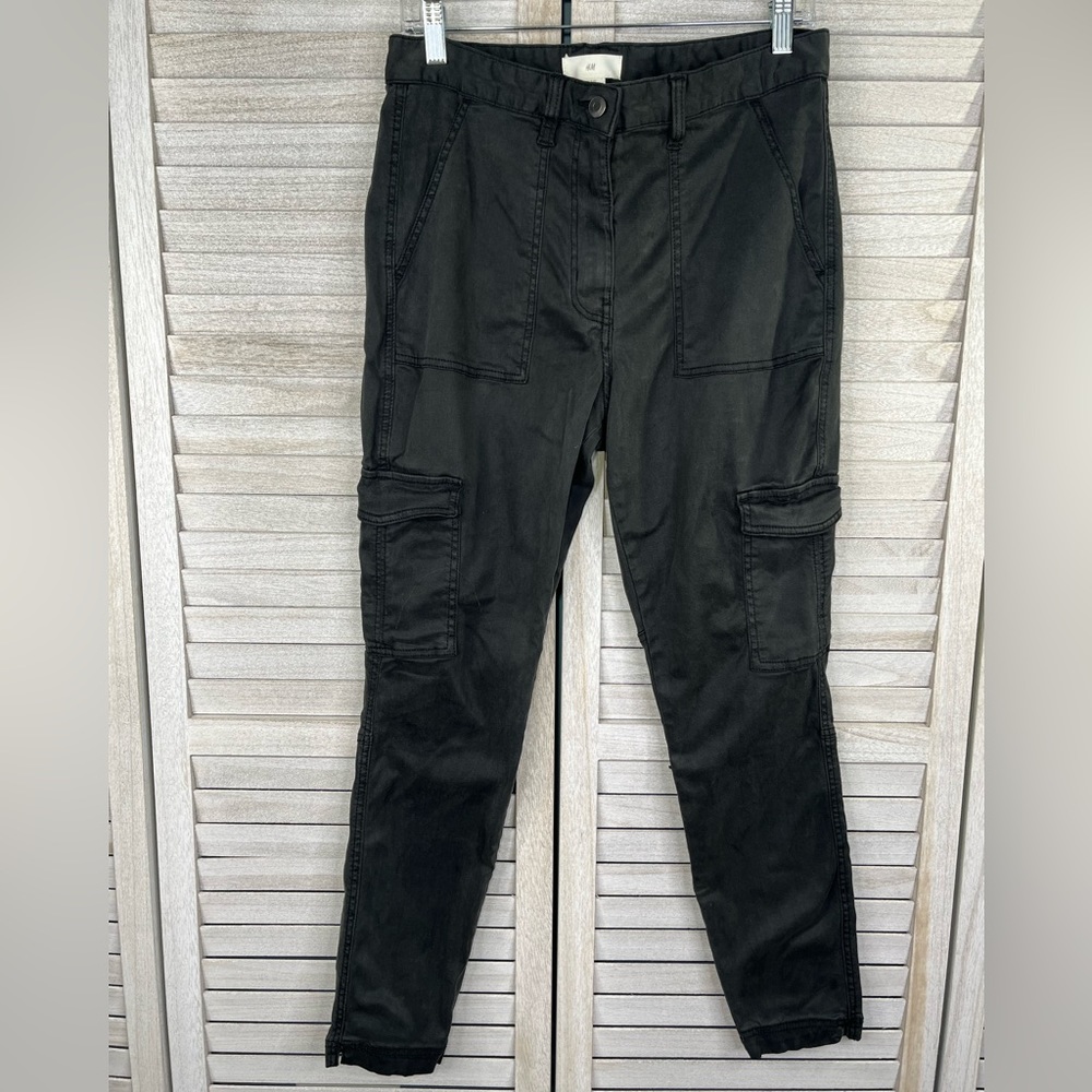 H&M Women's Black Cargo Skinny Jeans Washed Black-10